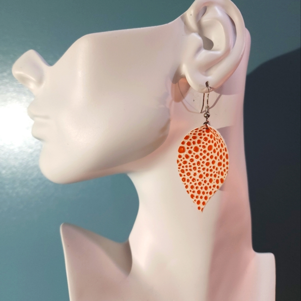 Handmade Orange spotted earrings